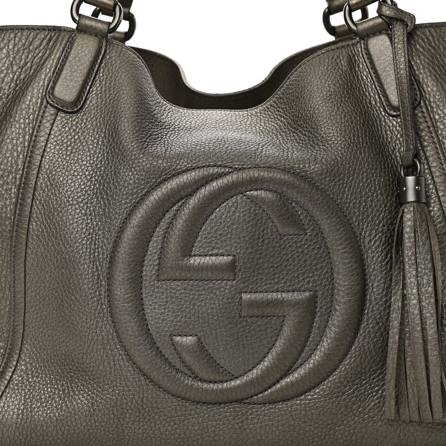 Metallic Pebbled Calfskin Medium Soho Shoulder Bag Sasso