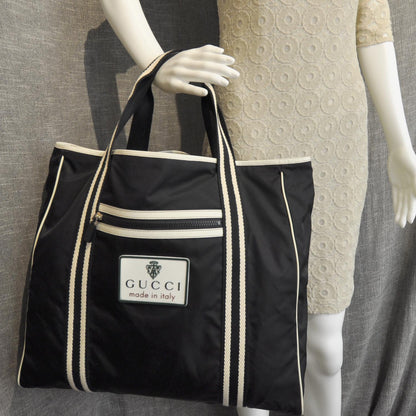 Gucci Nylon Large Tote Navy Unisex 3 of 8
