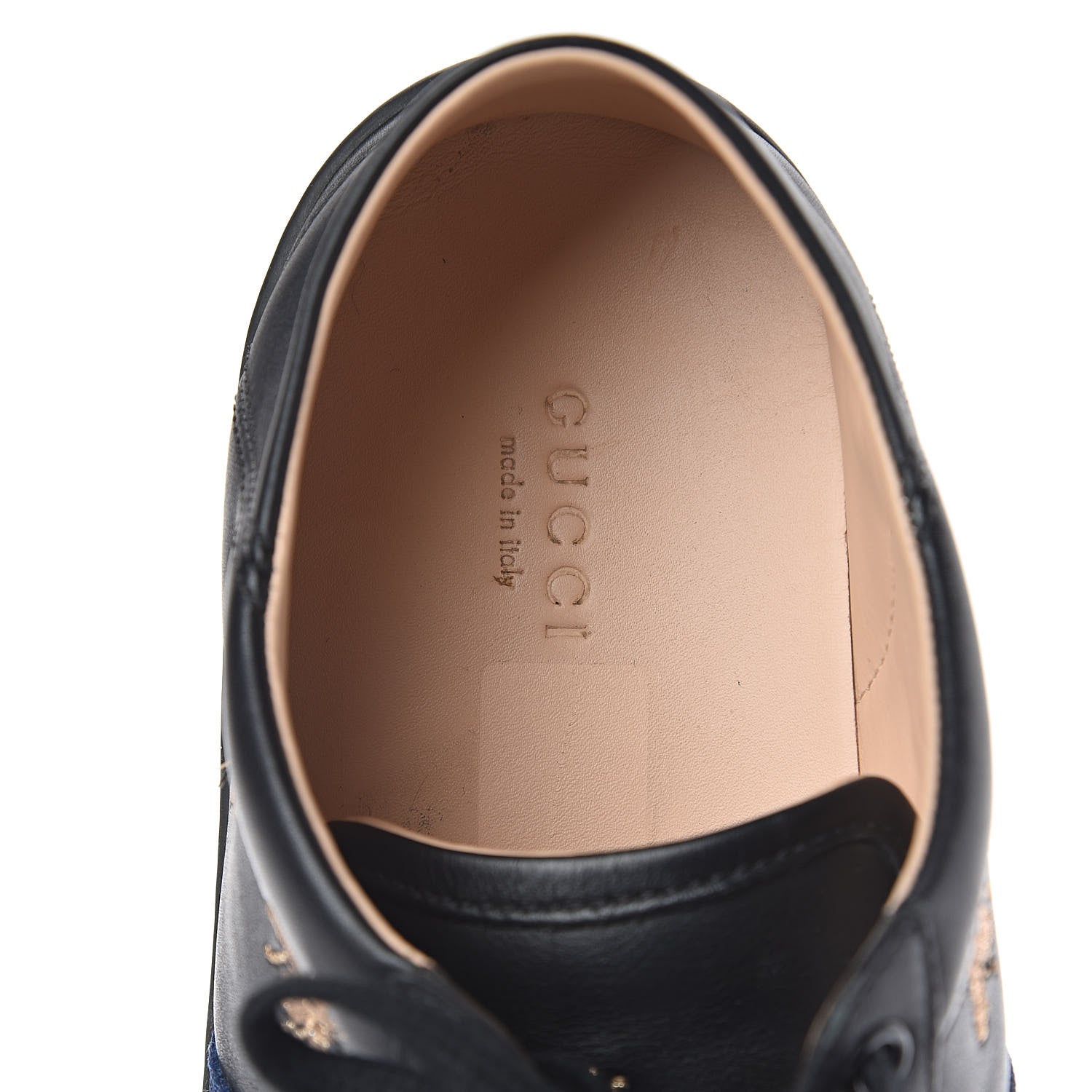 Gucci Calfskin Bee Star Embroidered Sylvie Web Ace Sneakers 40 Black 7 of 14