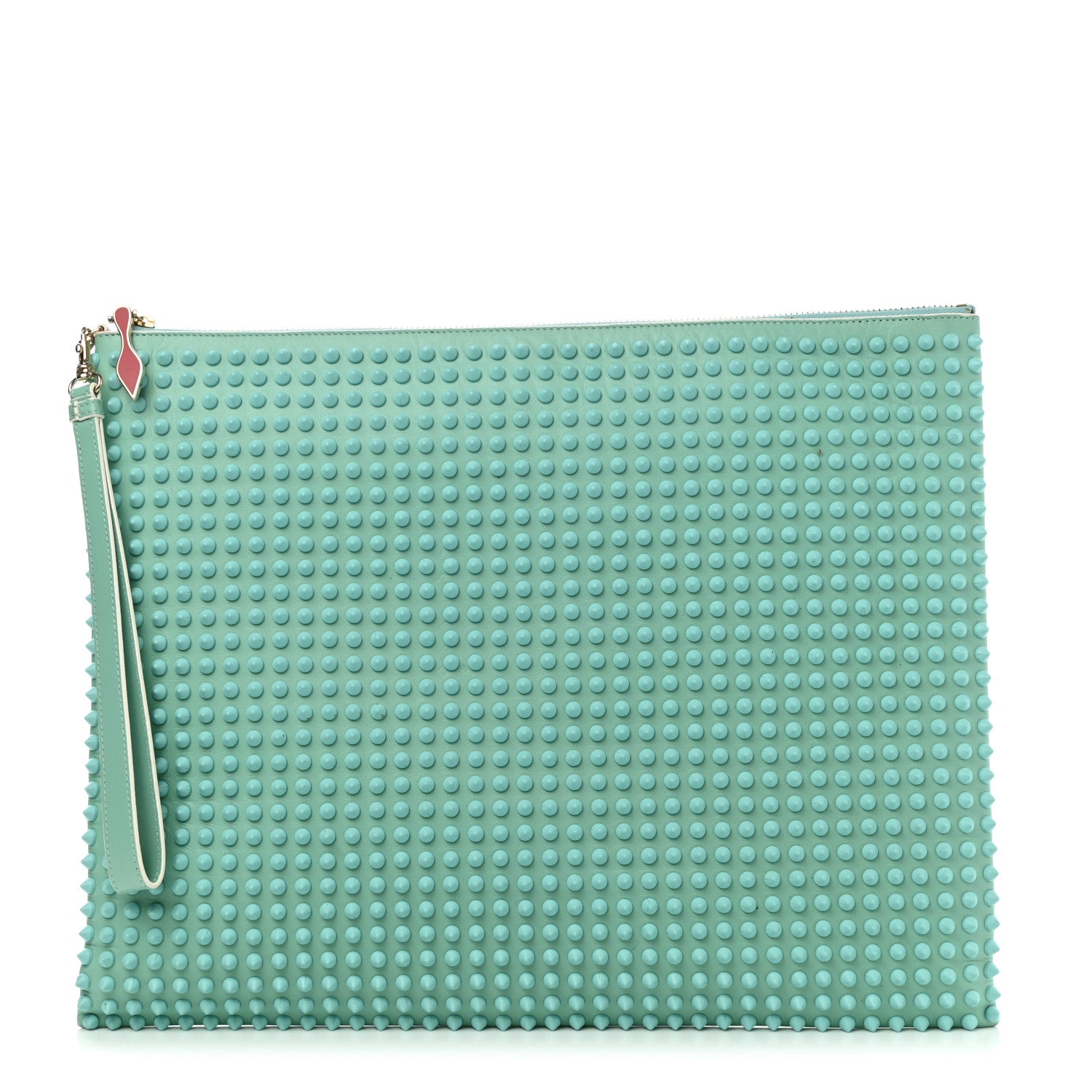 Christian Louboutin Peter Spikes Medium Pouch Turquoise 1 of 10