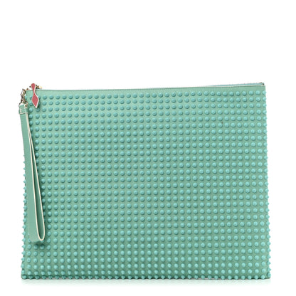 Christian Louboutin Peter Spikes Medium Pouch Turquoise 1 of 10