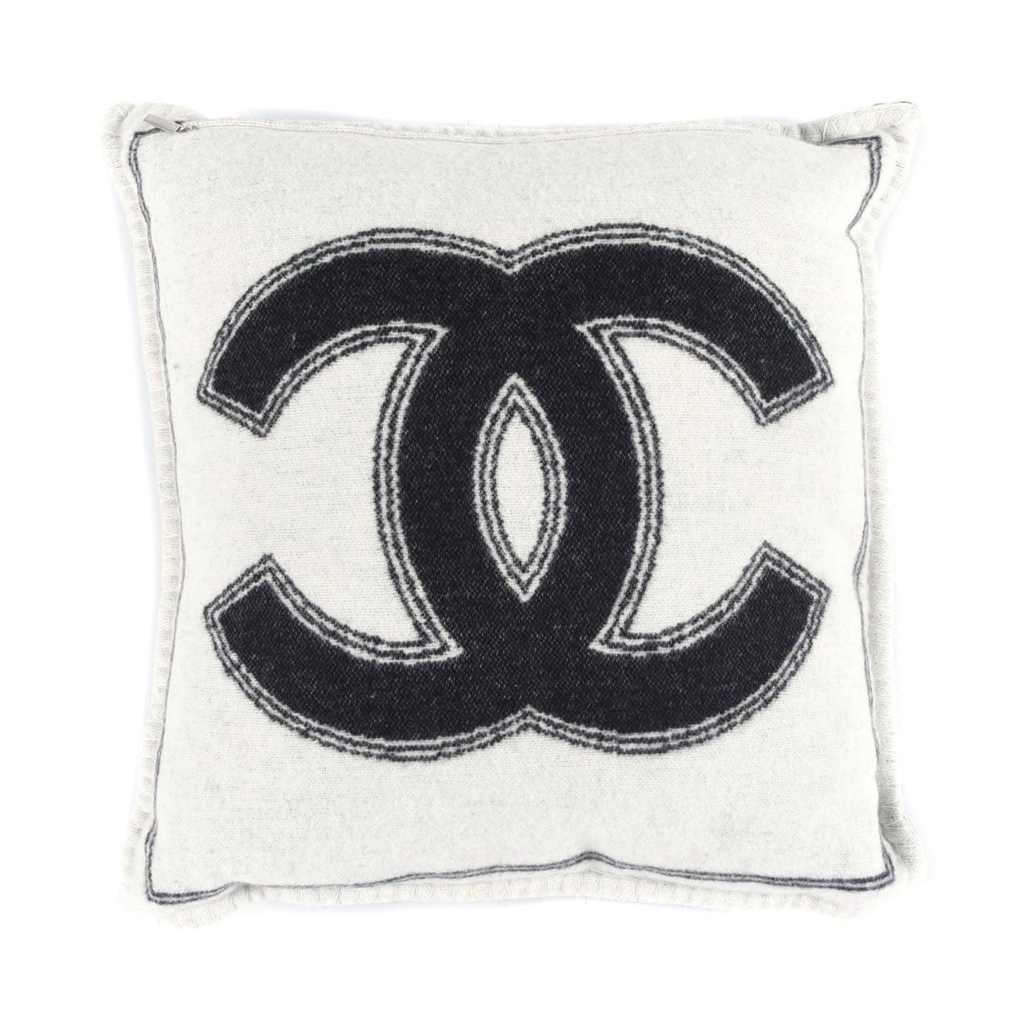 Merino Wool Cashmere CC Pillow Black Beige