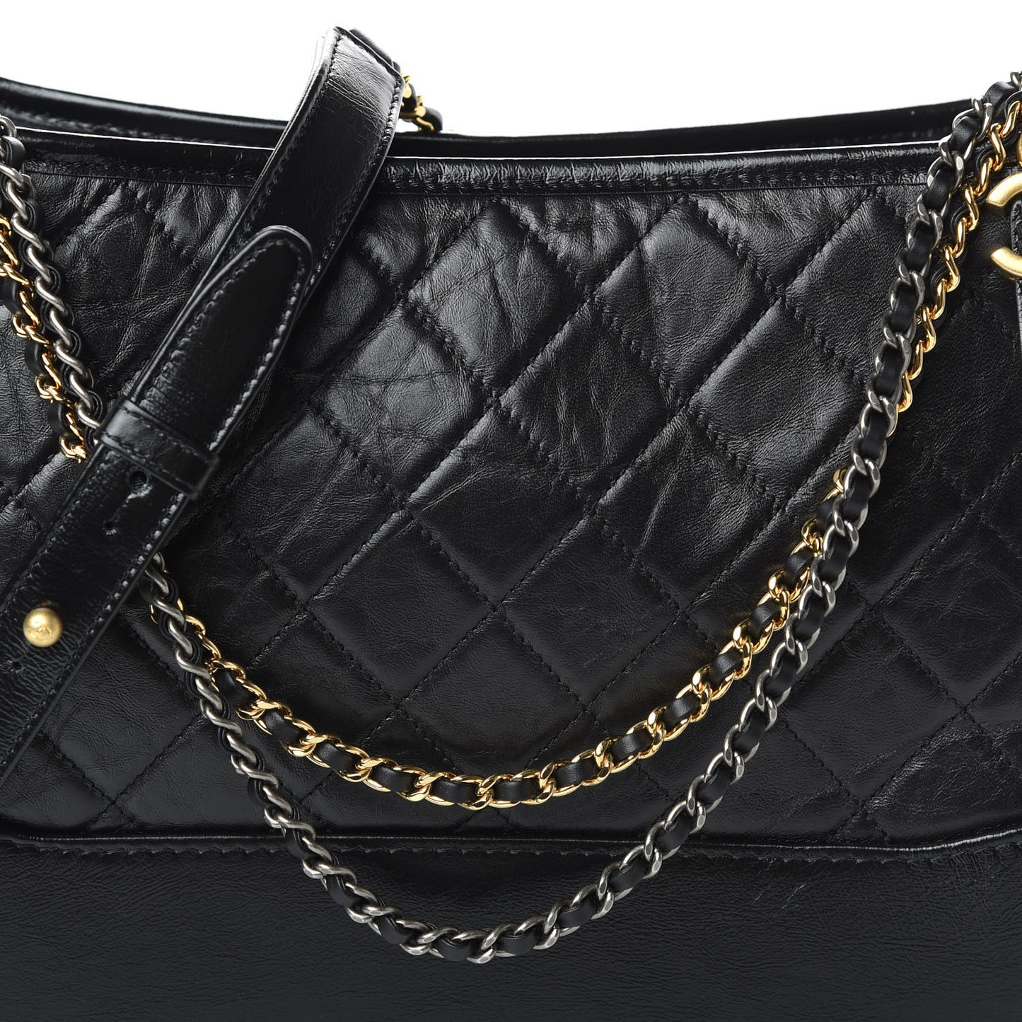 Aged Calfskin Quilted Medium Gabrielle Hobo Black