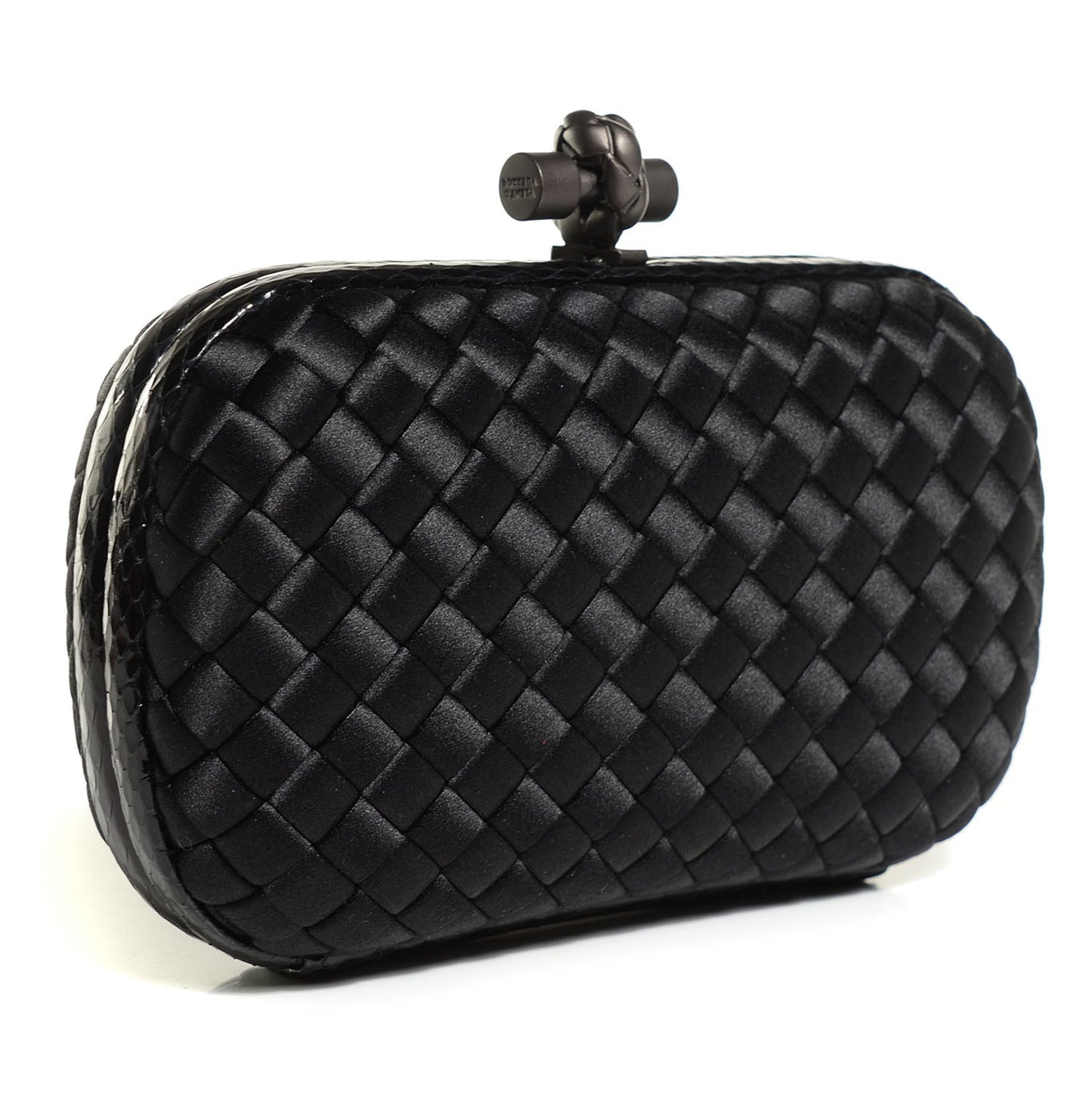 Satin Intreccio Impero Ayers Knot Clutch Black