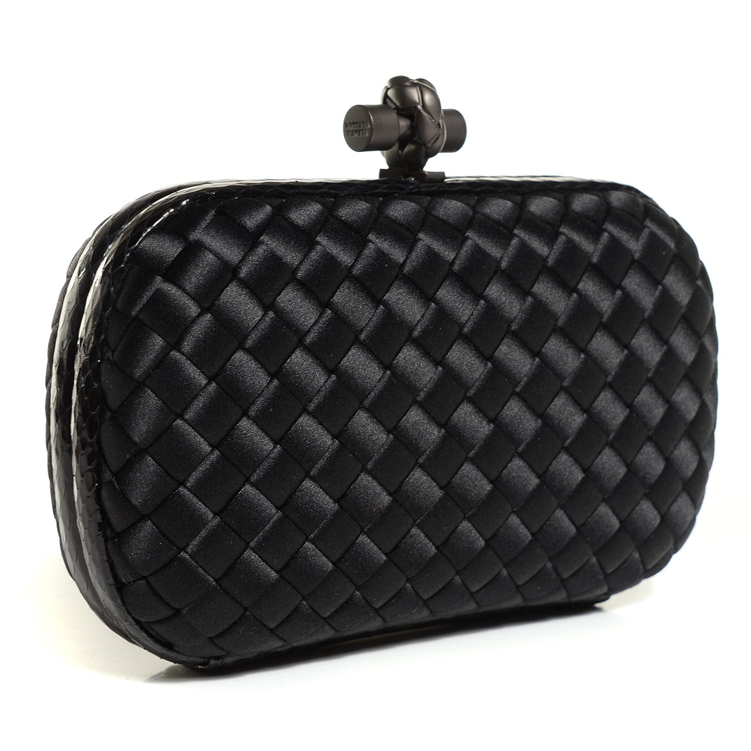 Bottega Veneta Satin Intreccio Impero Ayers Knot Clutch Black 3 of 8