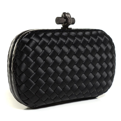 Bottega Veneta Satin Intreccio Impero Ayers Knot Clutch Black 3 of 8