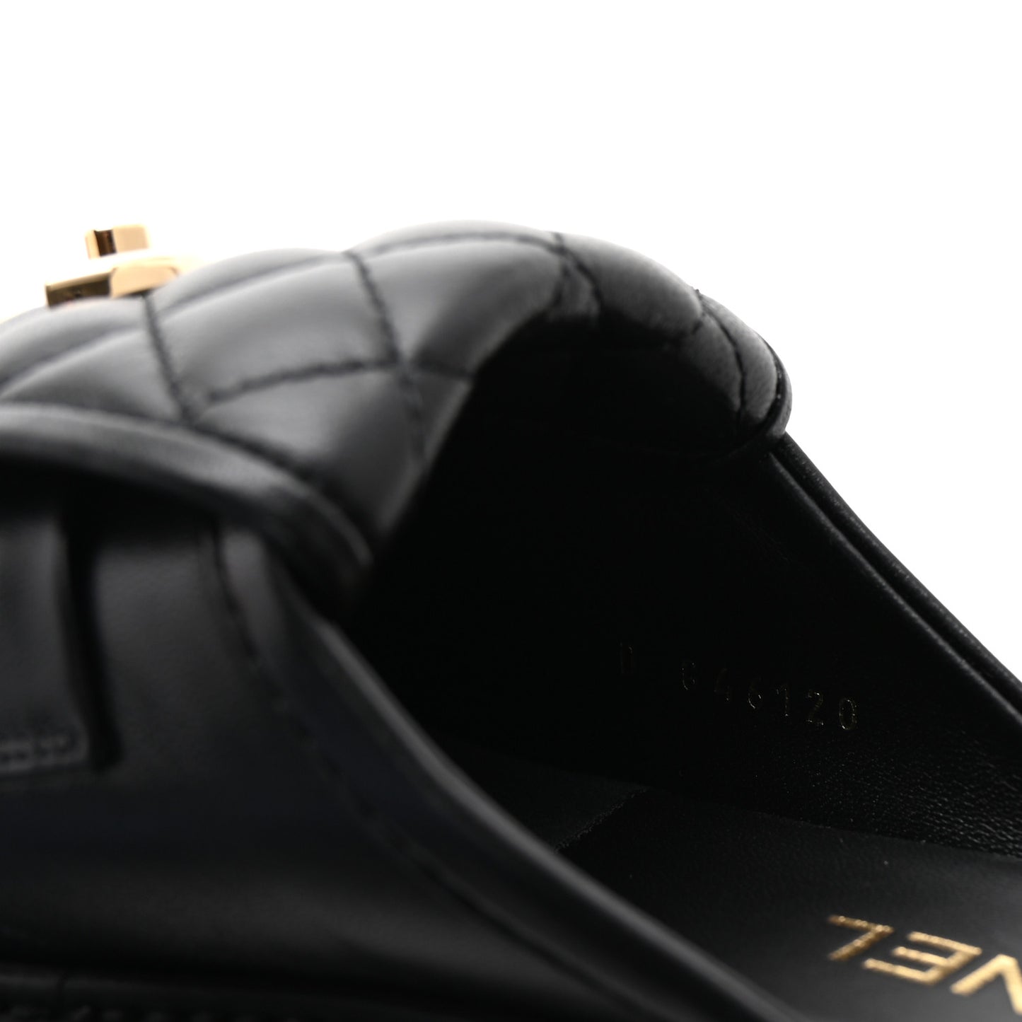 Lambskin Quilted CC Turnlock Mules 38.5 Black