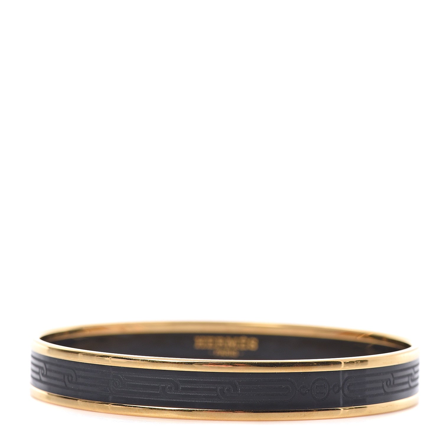 Hermes Enamel Printed Narrow Sellier Bracelet 70 Black 1 of 4