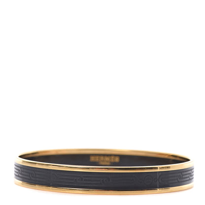 Hermes Enamel Printed Narrow Sellier Bracelet 70 Black 1 of 4