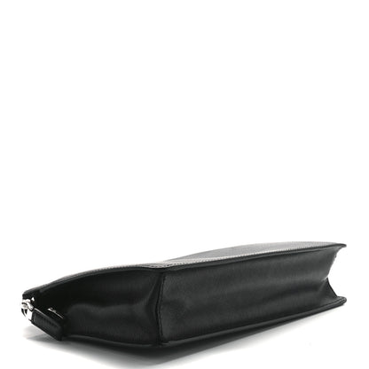 Prada Saffiano Travel Metal Triangle Logo Slip Handle Wristlet Pouch Black 4 of 12