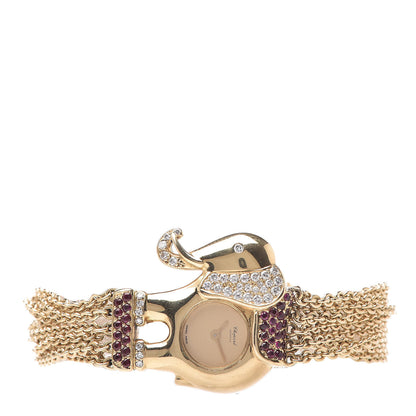 Chopard 18K Yellow Gold Diamond Ruby 25mm Elephant Quartz Watch 3 of 8