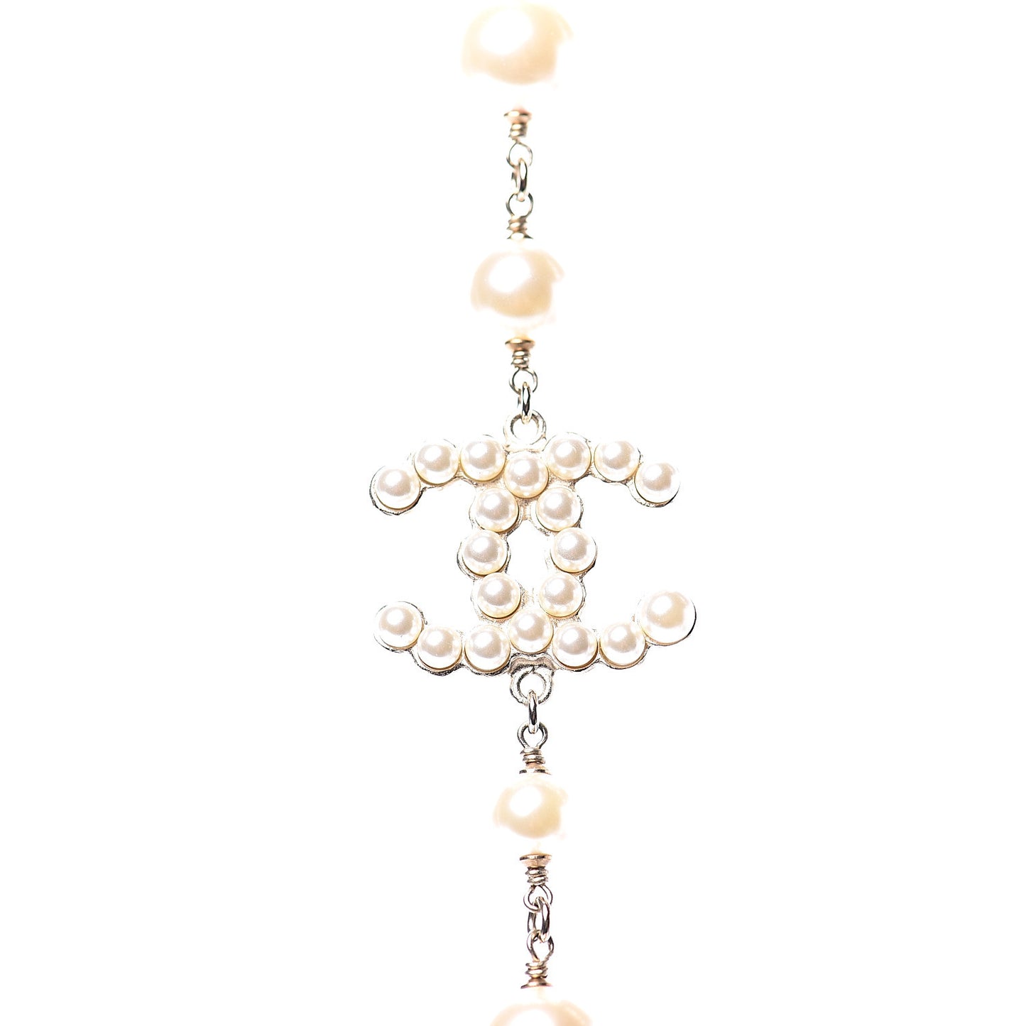 Graduated Pearl CC Long Necklace Gold