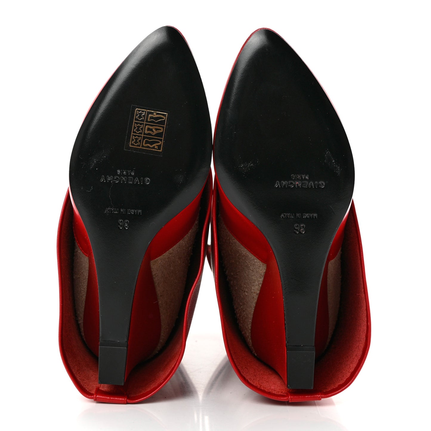 Calfskin Shark Lock Ankle Boots 36 Red