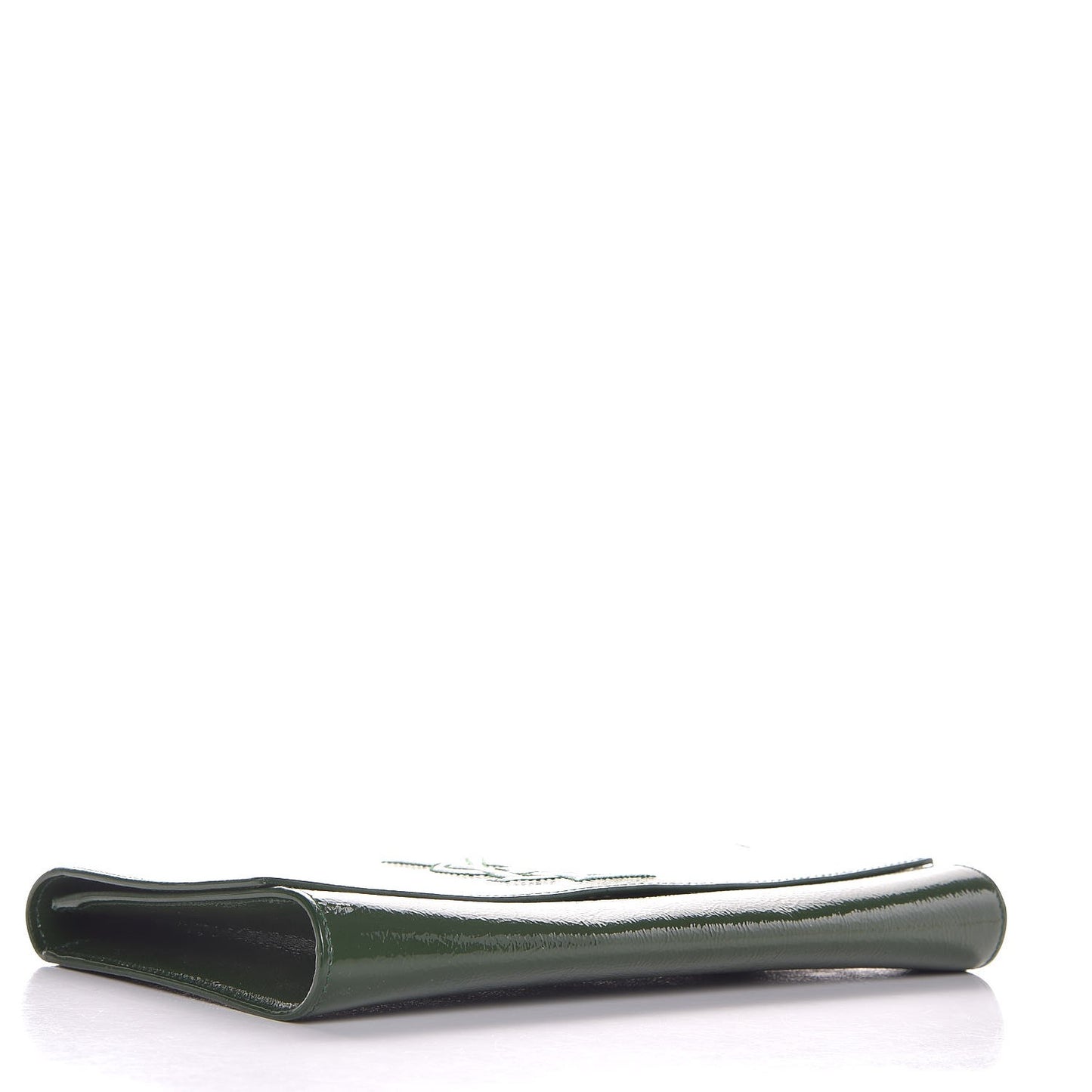 Textured Patent Calfskin Large Belle De Jour Clutch Tartan Green