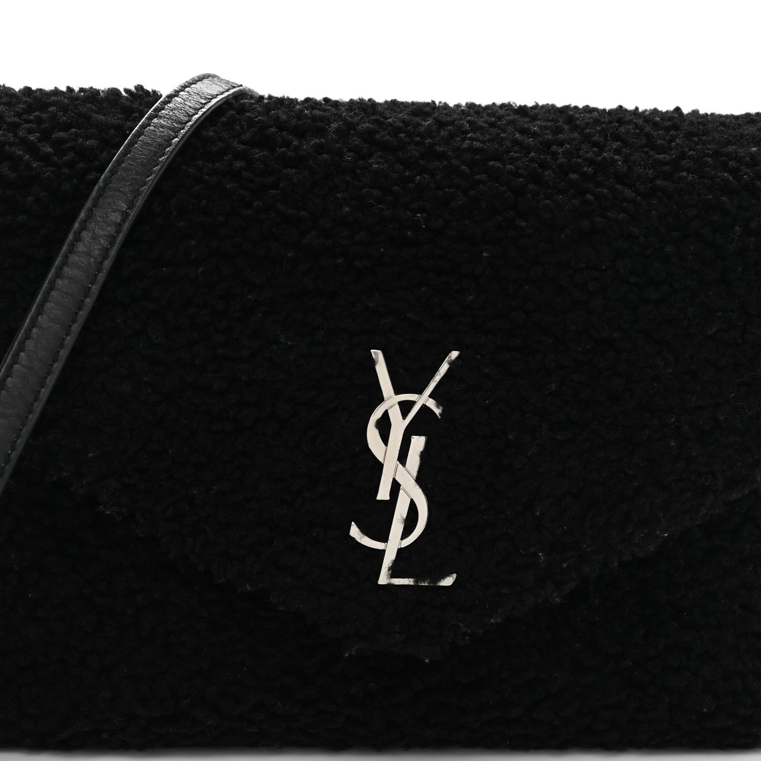 Saint Laurent Shearling Toy Loulou Shoulder Bag Black 9 of 11