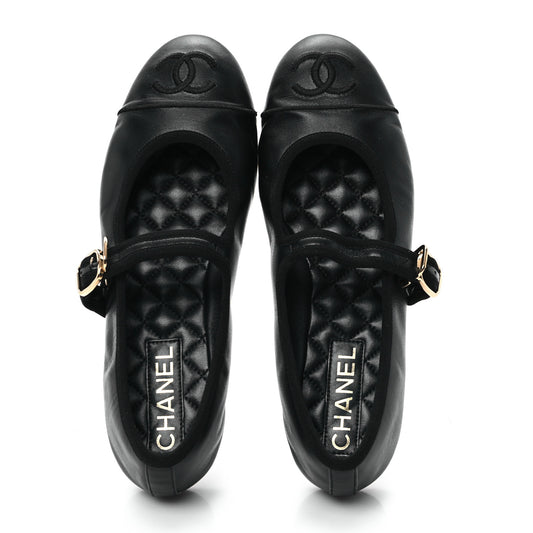 Lambskin Mary Jane Flats 39.5 Black
