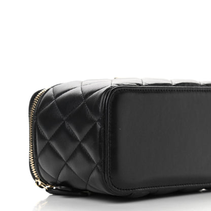 Chanel Lambskin Quilted Small Top Handle Vanity Case With Chain Black 9 of 11