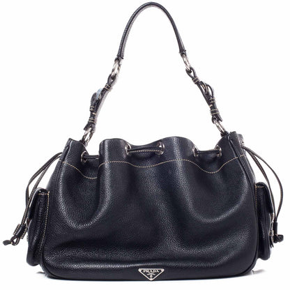 Prada Vitello Daino Drawstring Bag Nero Black 1 of 10