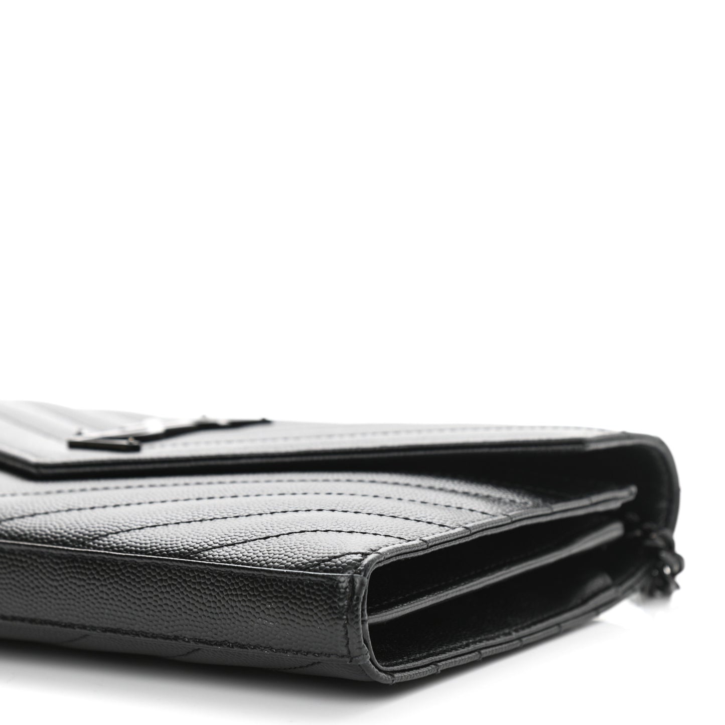 Grain De Poudre Matelasse Chevron Monogram Chain Wallet Black