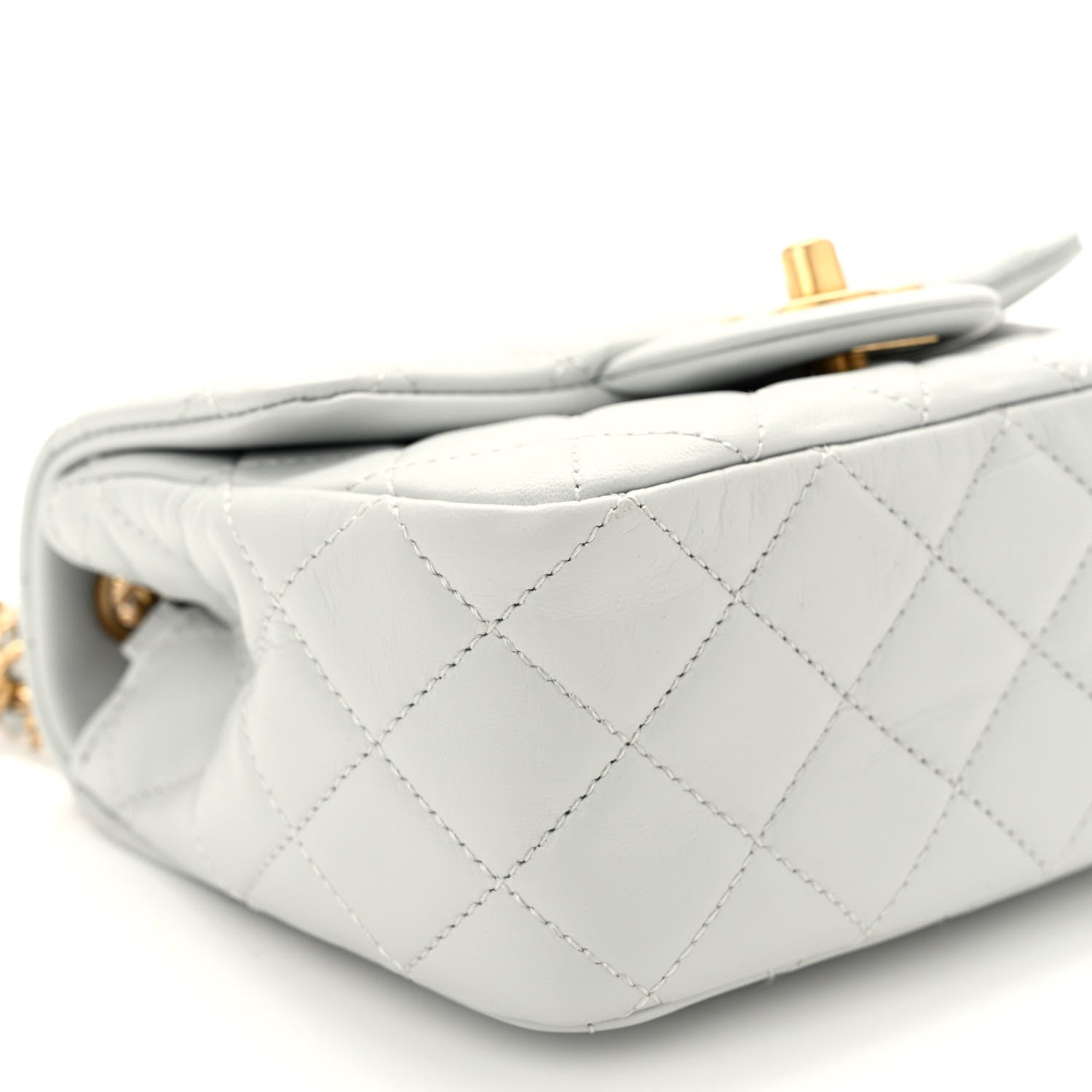 Chanel Lambskin Quilted Mini Pearl Crush Flap Light Grey 9 of 10