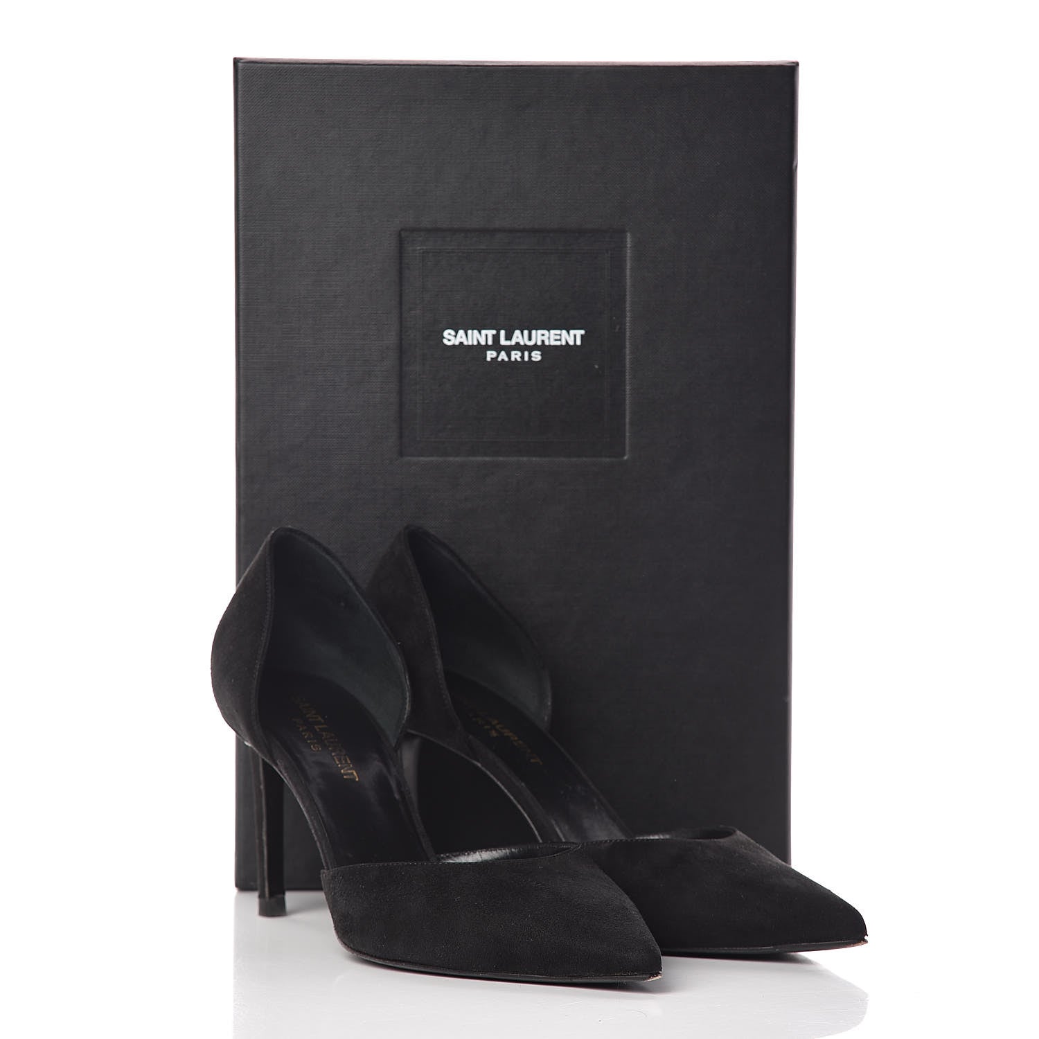 Saint Laurent Kid Scamosciato Classic Paris 80 Skinny Pumps 37.5 Black 14 of 14