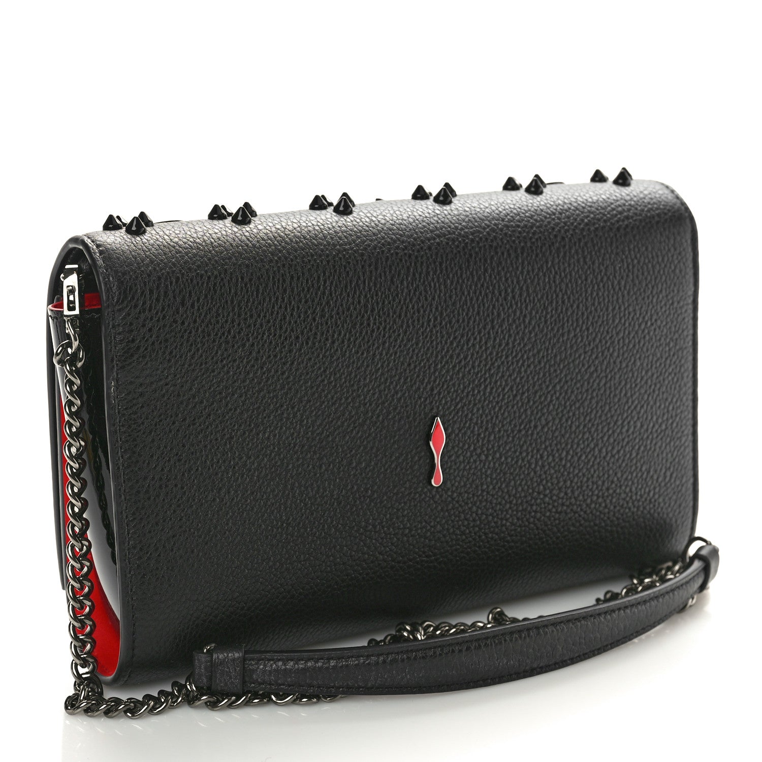 Christian Louboutin Calfskin Spikes Loubinthesky Paloma Clutch Black 3 of 10