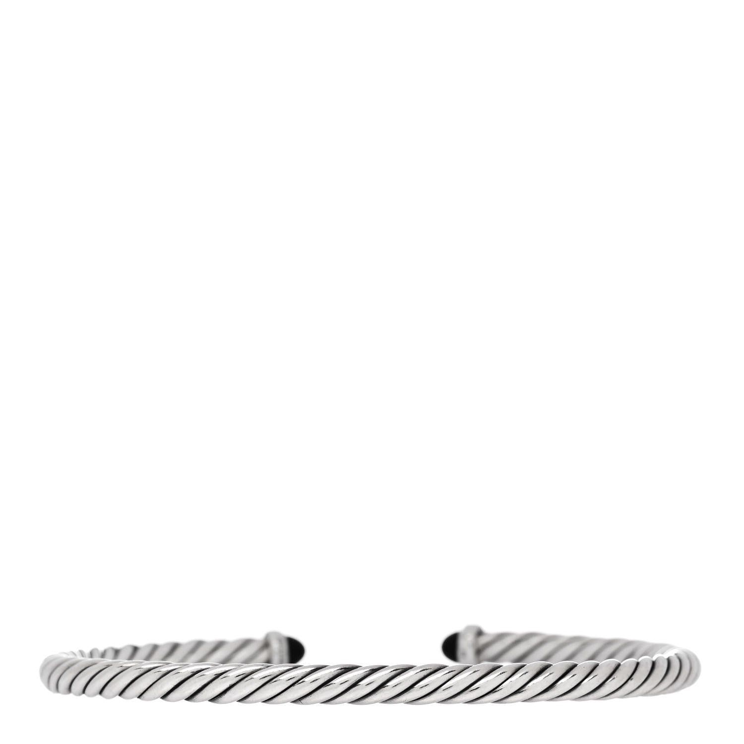 David Yurman Sterling Silver 14K Yellow Gold Black Onyx 4mm Cable Flex Bracelet 3 of 5