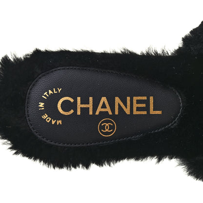 Chanel Rabbit Lambskin Fur Mules 37 Black 6 of 8