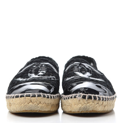 Chanel Lace Patent CC Espadrilles 38 Black 2 of 21