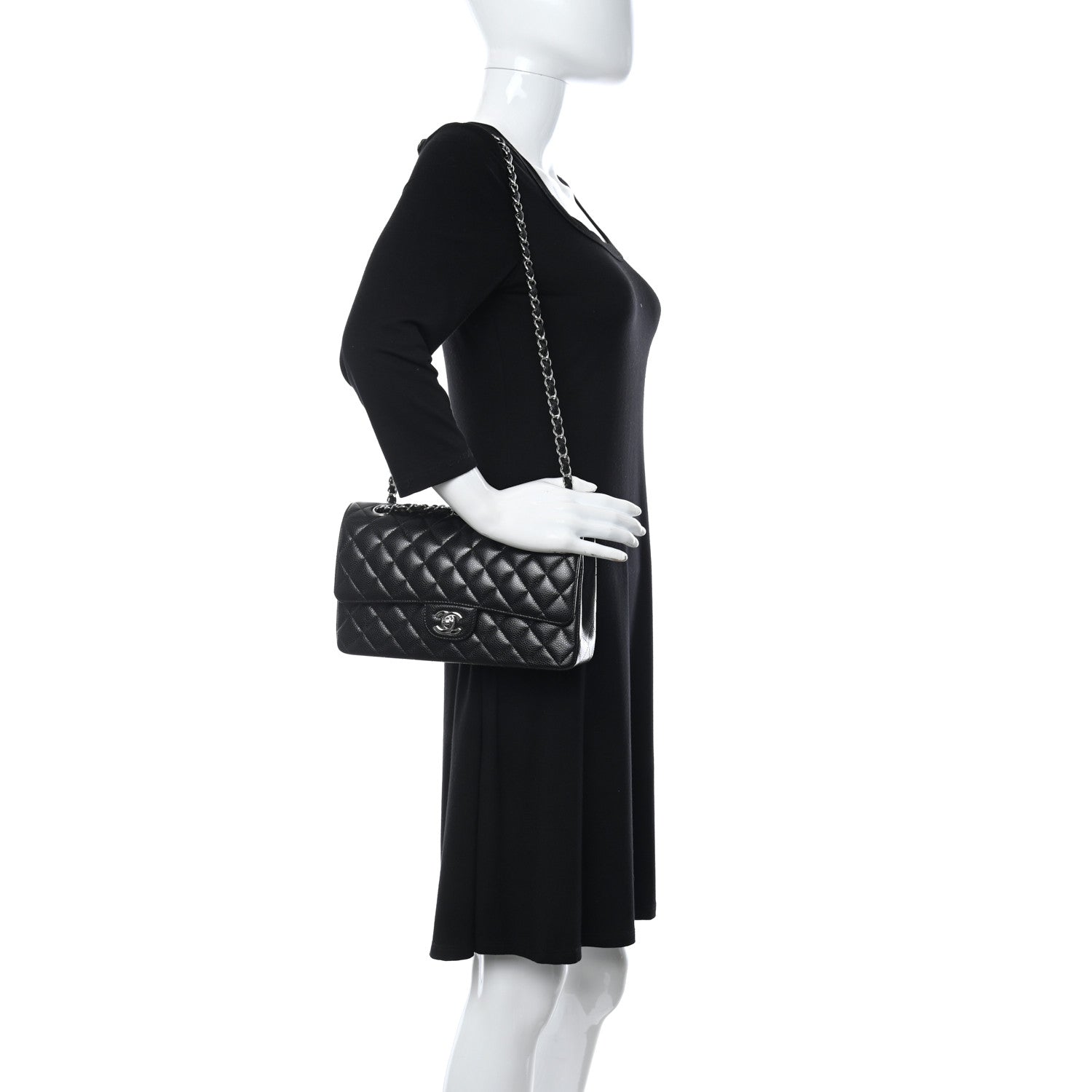 Chanel Caviar Quilted Medium Double Flap Black 2 of 10