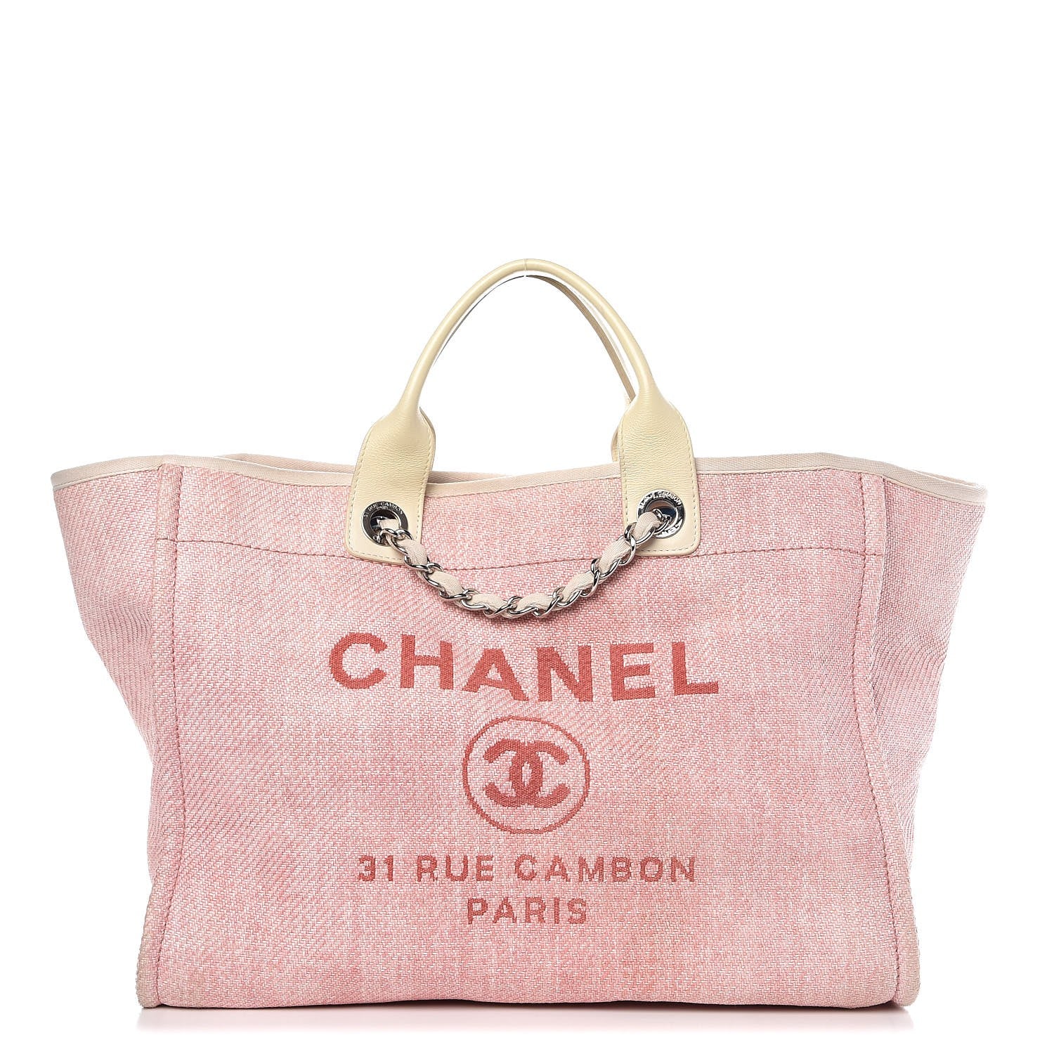 Chanel Canvas Large Deauville Tote Pink 1 of 14