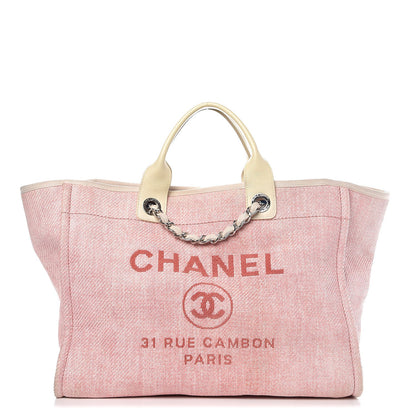 Chanel Canvas Large Deauville Tote Pink 1 of 14