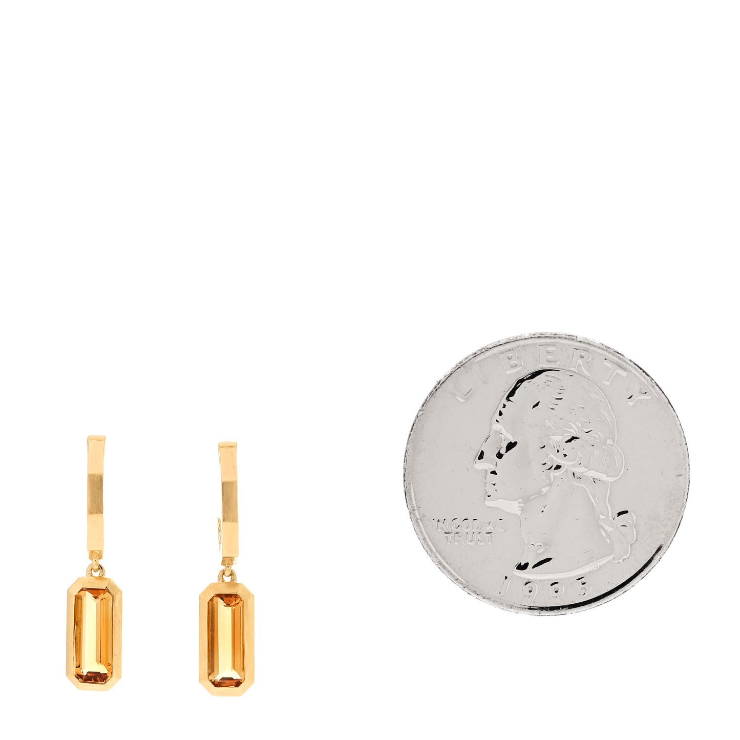 18K Yellow Gold Citrine Novella Hoop Drop Earrings