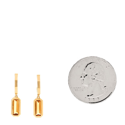 David Yurman 18K Yellow Gold Citrine Novella Hoop Drop Earrings 2 of 5