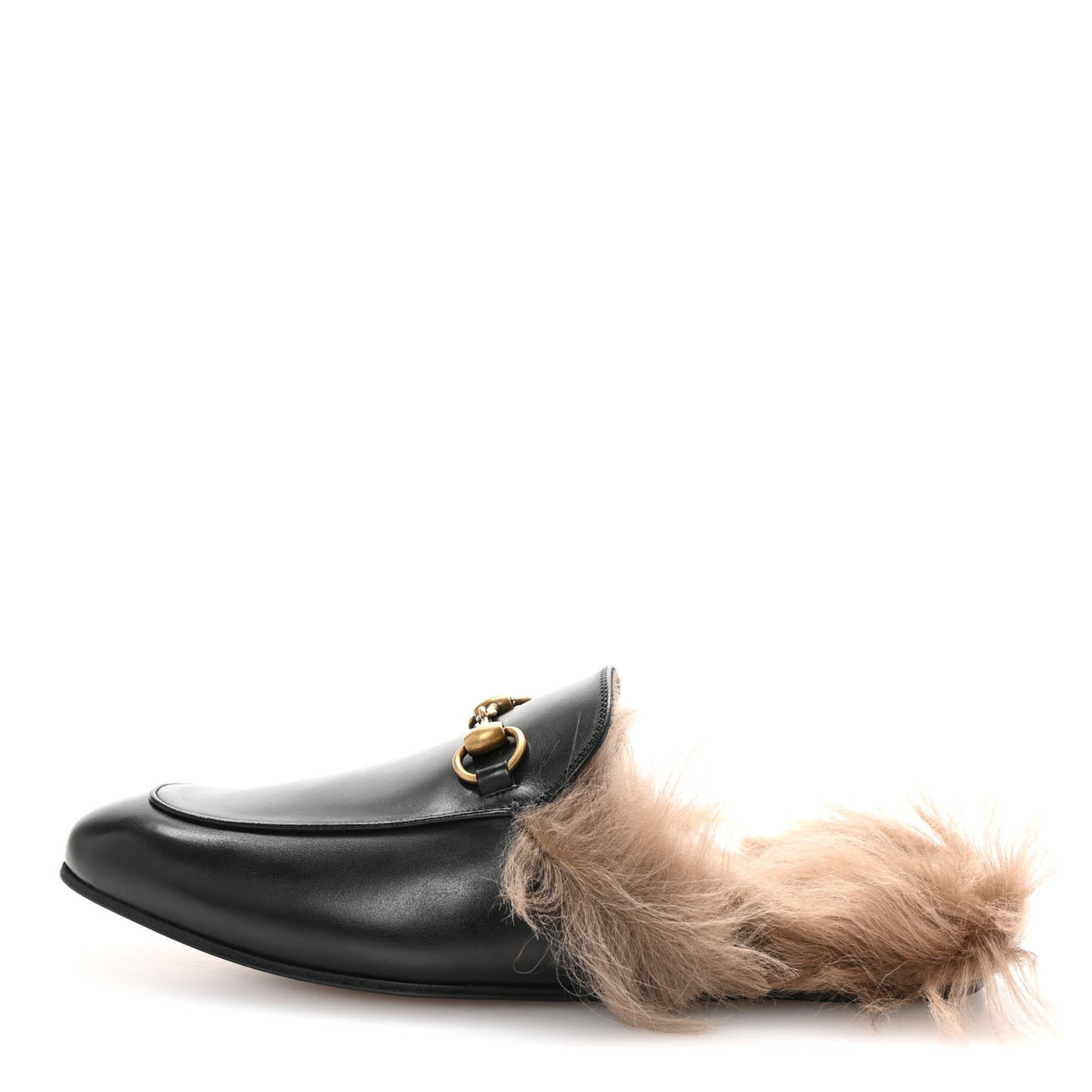 Calfskin Fur Mens Princetown Slippers 8.5 Black