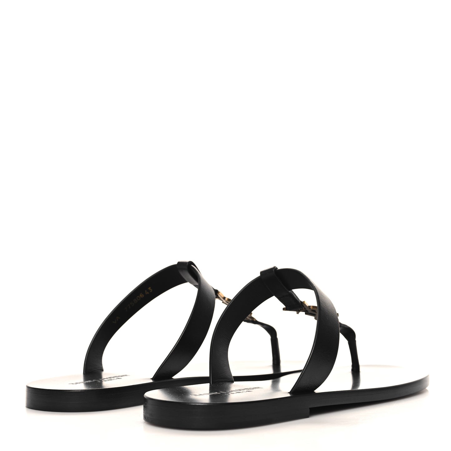 Calfskin Mens Cassandra Monogram Sandals 43 Black