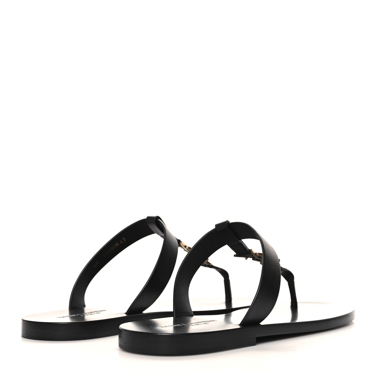 Saint Laurent Calfskin Mens Cassandra Monogram Sandals 43 Black 5 of 10