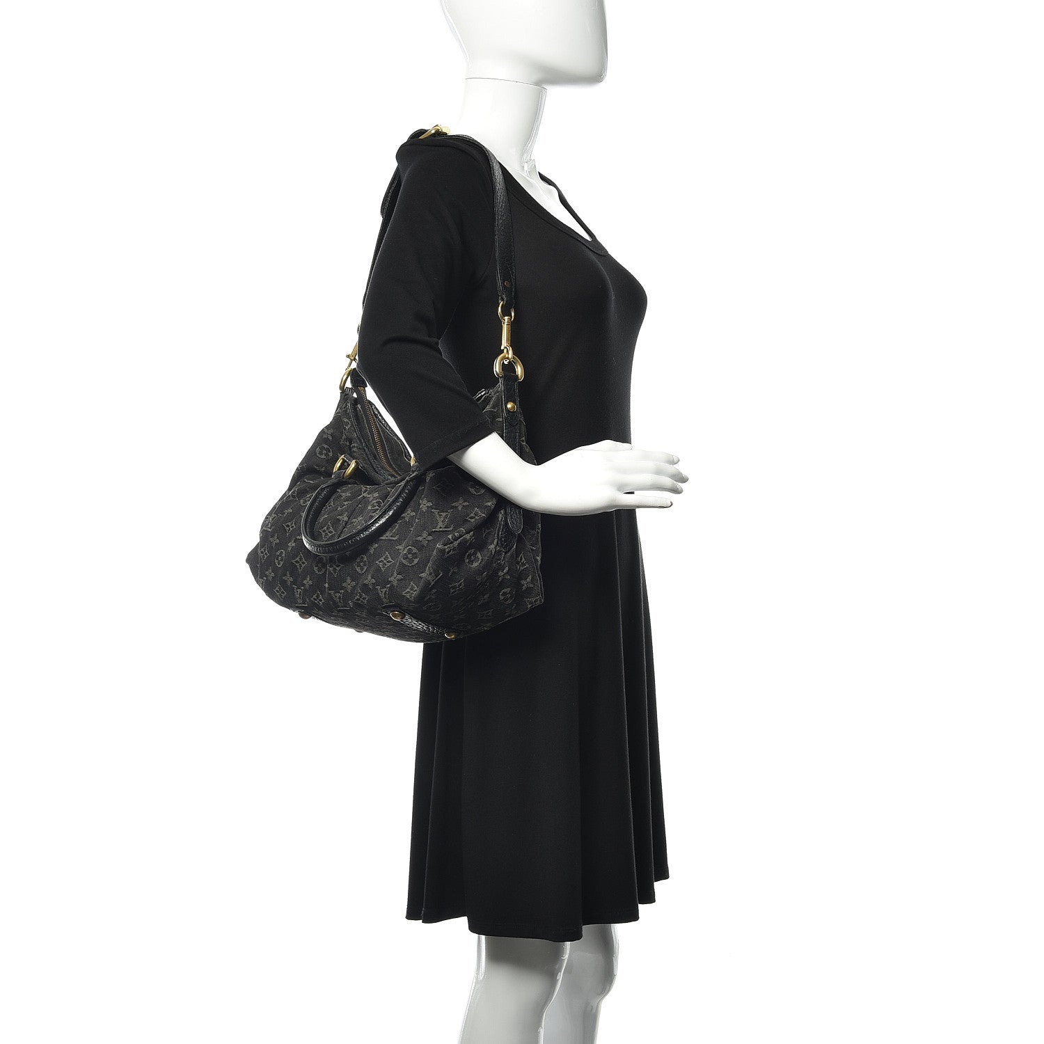 Louis Vuitton Denim Neo Cabby MM Black 2 of 17