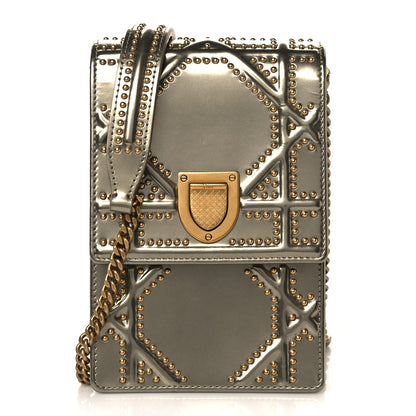 Christian Dior Metallic Calfskin Studded Vertical Diorama Gold 1 of 10