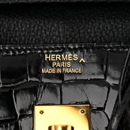 Hermes Shiny Porosus Crocodile Birkin 35 Black 6 of 11