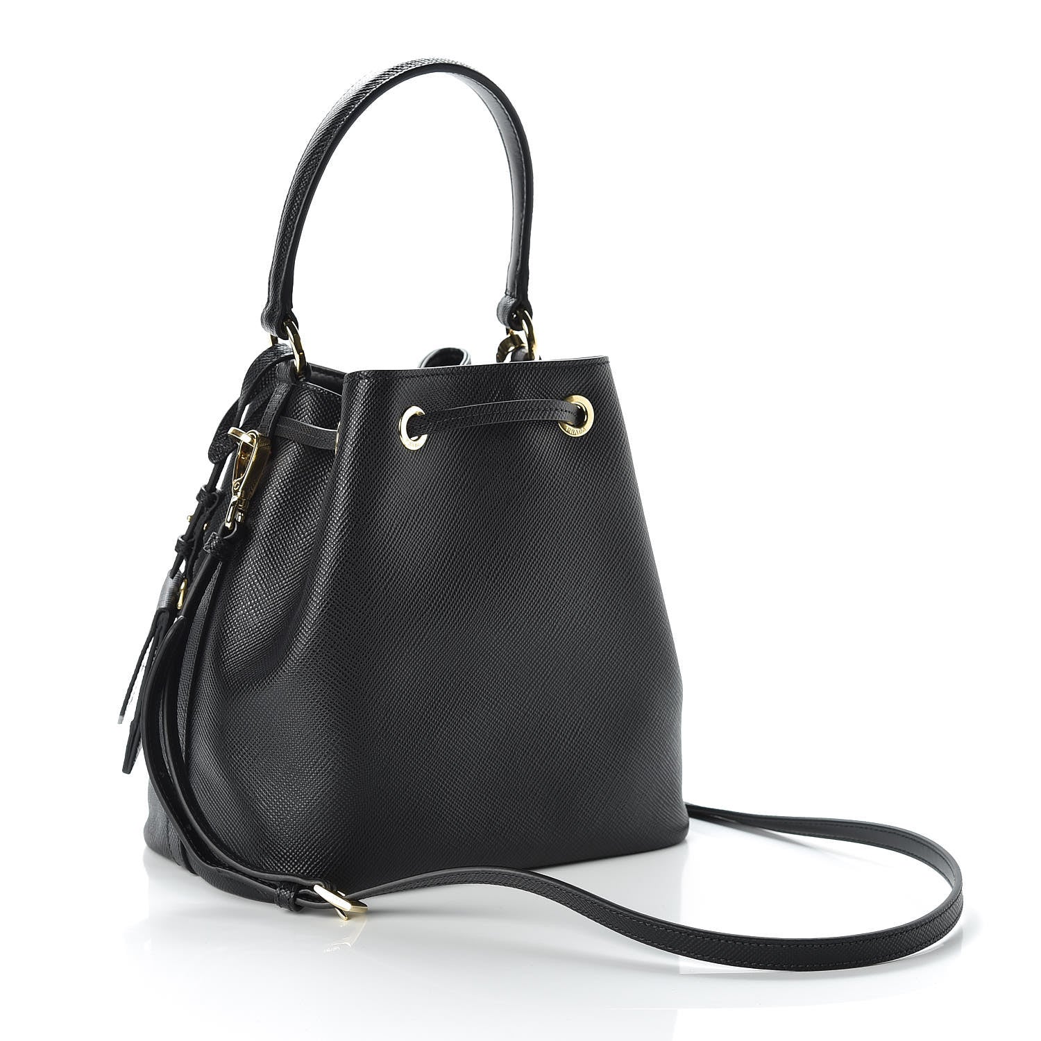 Prada Saffiano Cuir Bucket Bag Black 3 of 8