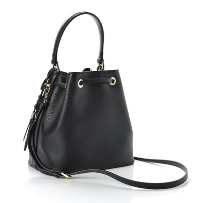 Prada Saffiano Cuir Bucket Bag Black 3 of 8