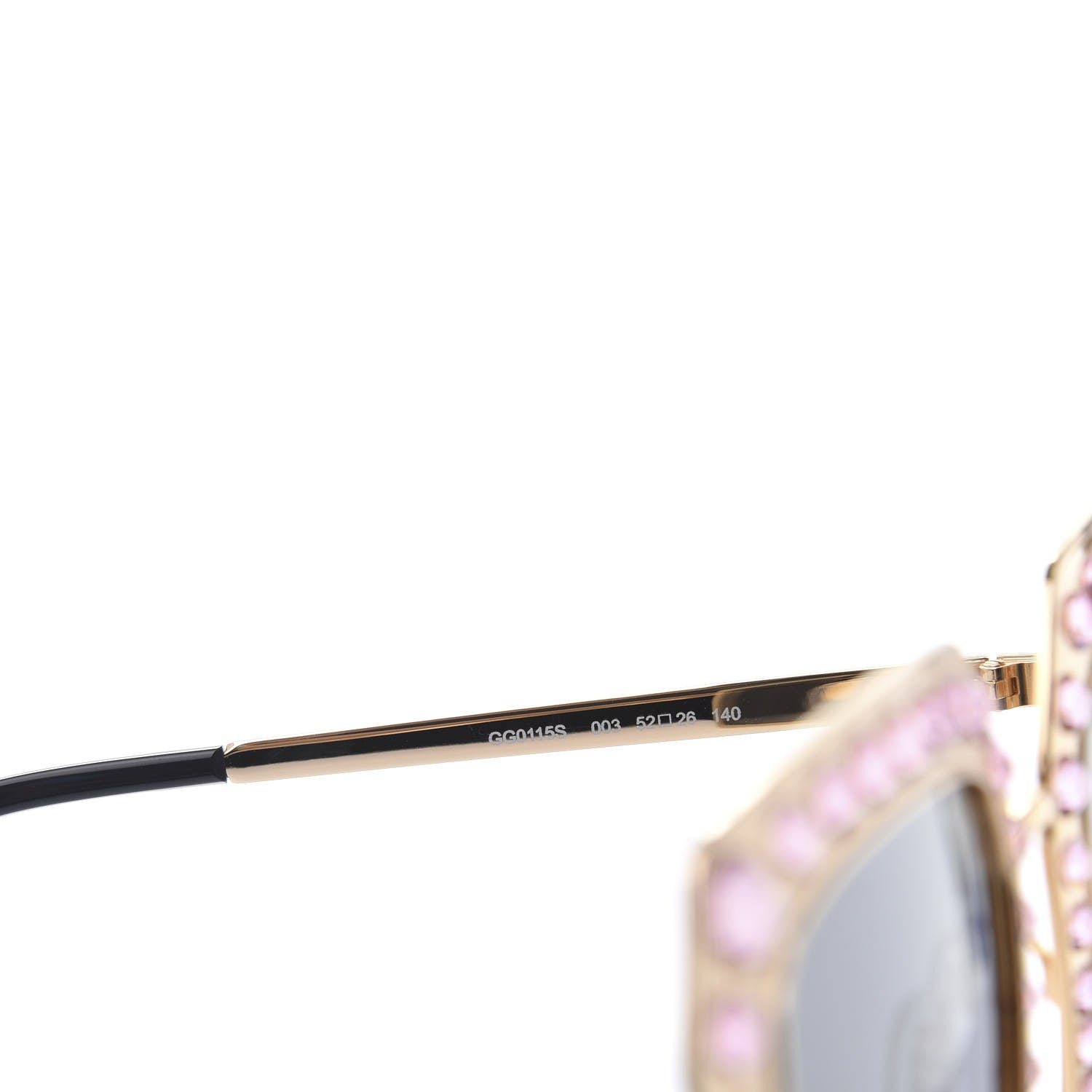 Gucci Metal Acetate Crystal Oversize GG0115S Sunglasses Gold 7 of 9