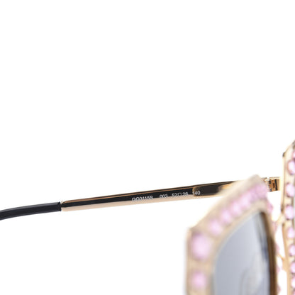Gucci Metal Acetate Crystal Oversize GG0115S Sunglasses Gold 7 of 9