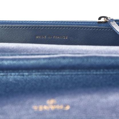 Chanel Iridescent Caviar Quilted Wallet On Chain WOC Dark Blue 7 of 11