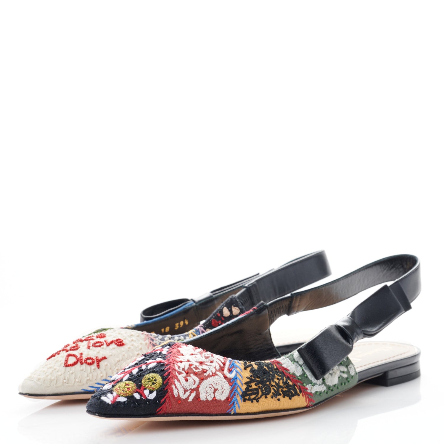 Christian Dior Patch Embroidered Sweet D Sling-Back Flats 38.5 Multicolor 3 of 9