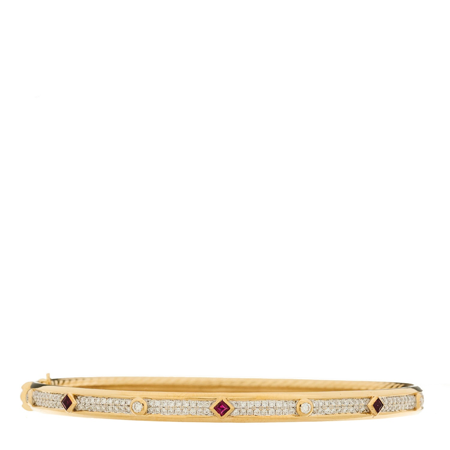 David Yurman 18K Yellow Gold Diamond Ruby Modern Renaissance Full Pave Bracelet 1 of 4