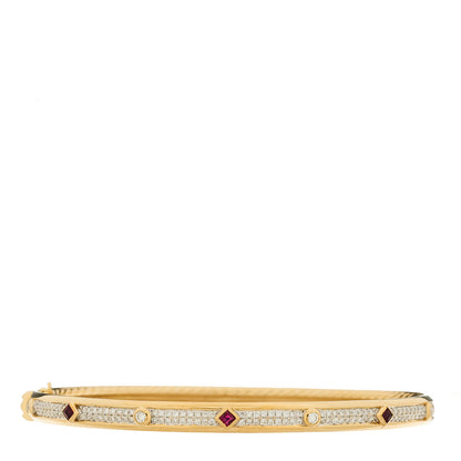 David Yurman 18K Yellow Gold Diamond Ruby Modern Renaissance Full Pave Bracelet 1 of 4