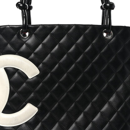 Chanel Calfskin Quilted Large Cambon Tote Black White 8 of 10