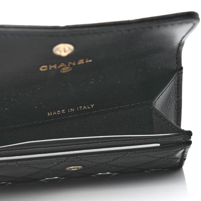 Chanel Lambskin Quilted CC Button Flap Card Holder Black 4 of 4